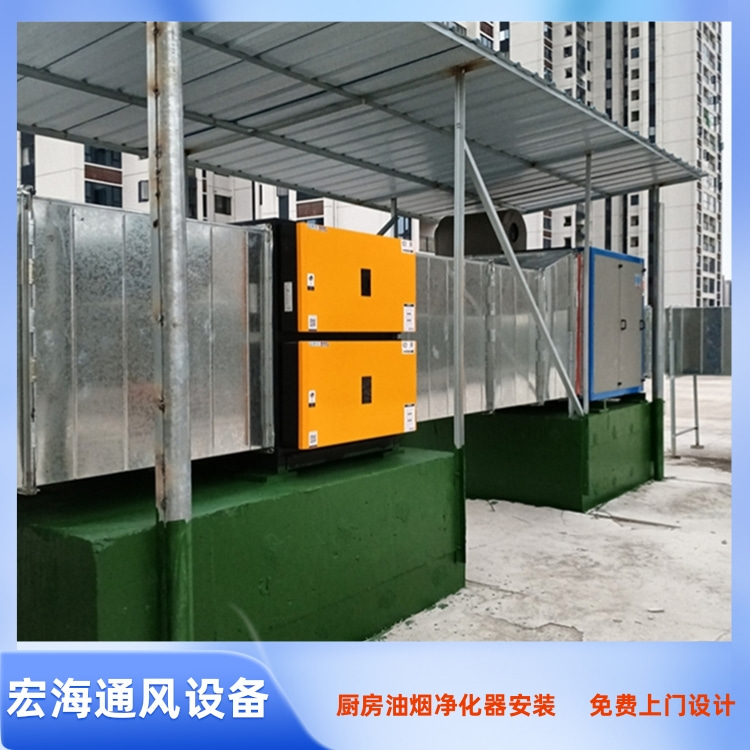 赣州市厨房排烟管道安装 酒店排油烟罩安装工程 镀锌白铁皮安装